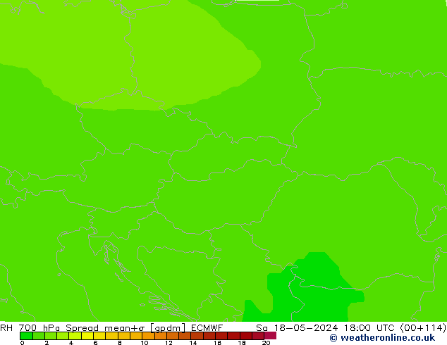 RH 700 hPa Spread ECMWF Sa 18.05.2024 18 UTC