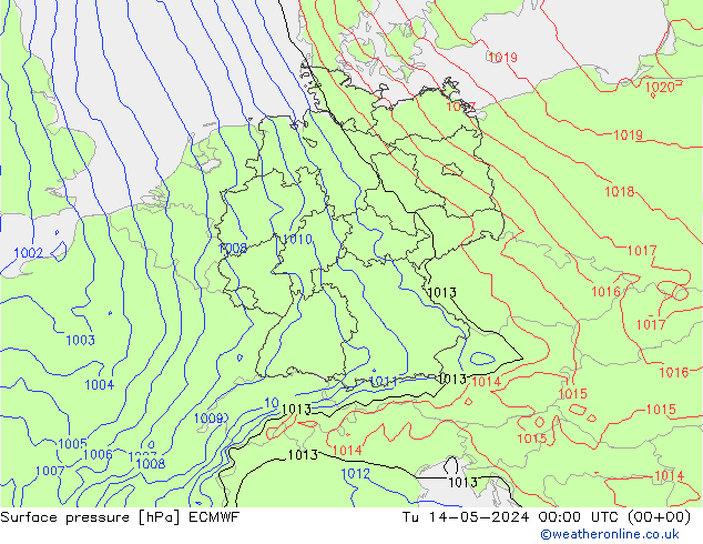 地面气压 ECMWF 星期二 14.05.2024 00 UTC