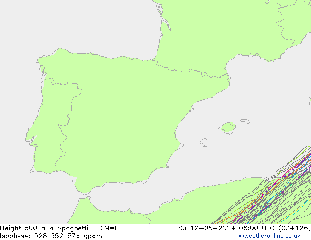 Géop. 500 hPa Spaghetti ECMWF dim 19.05.2024 06 UTC