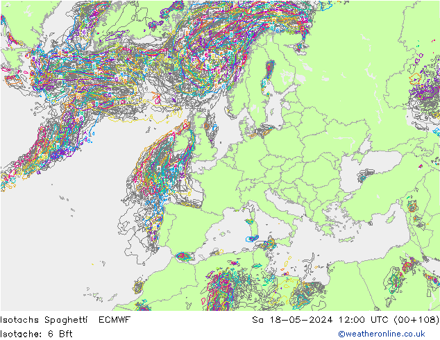 Isotachen Spaghetti ECMWF Sa 18.05.2024 12 UTC