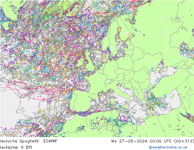 Isotachs Spaghetti ECMWF Mo 27.05.2024 00 UTC