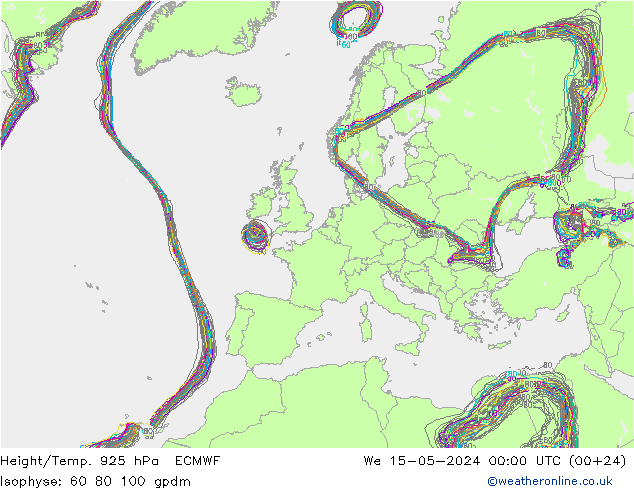 Height/Temp. 925 hPa ECMWF 星期三 15.05.2024 00 UTC