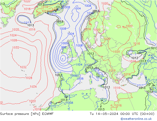 pressão do solo ECMWF Ter 14.05.2024 00 UTC