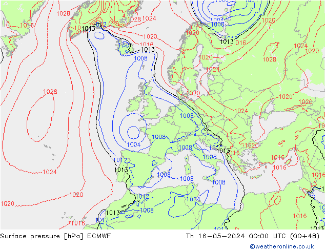 pression de l'air ECMWF jeu 16.05.2024 00 UTC