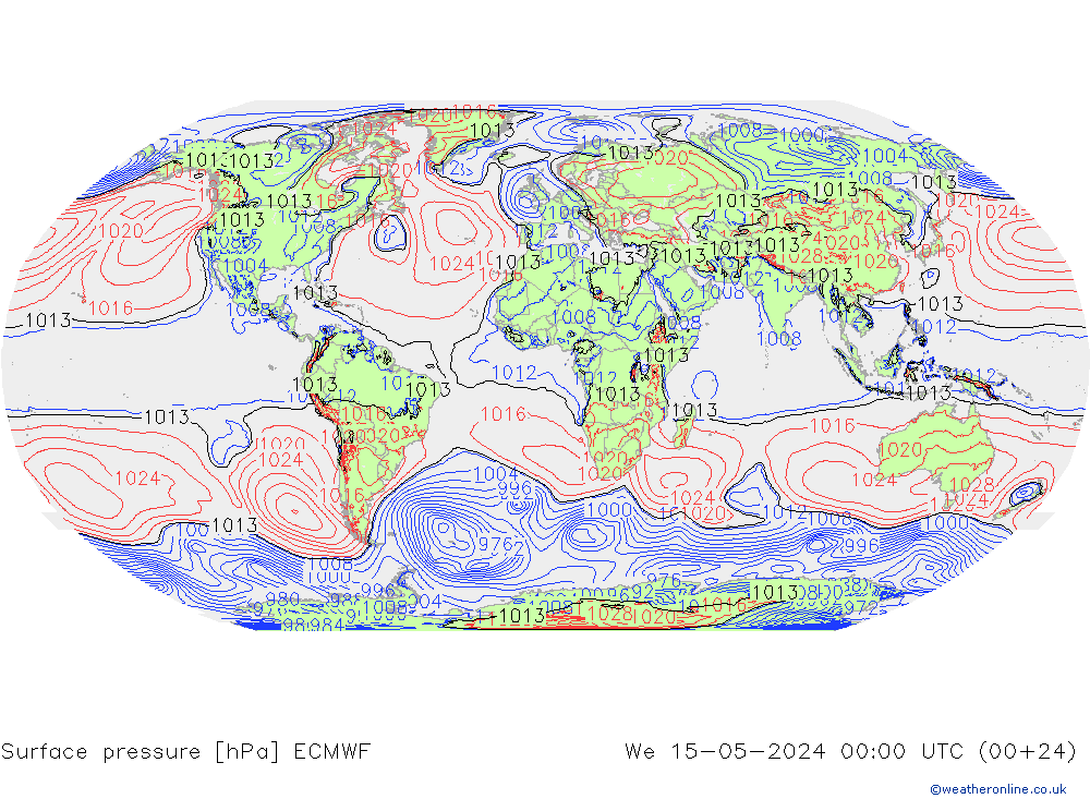 Surface pressure ECMWF We 15.05.2024 00 UTC