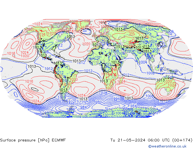 Surface pressure ECMWF Tu 21.05.2024 06 UTC
