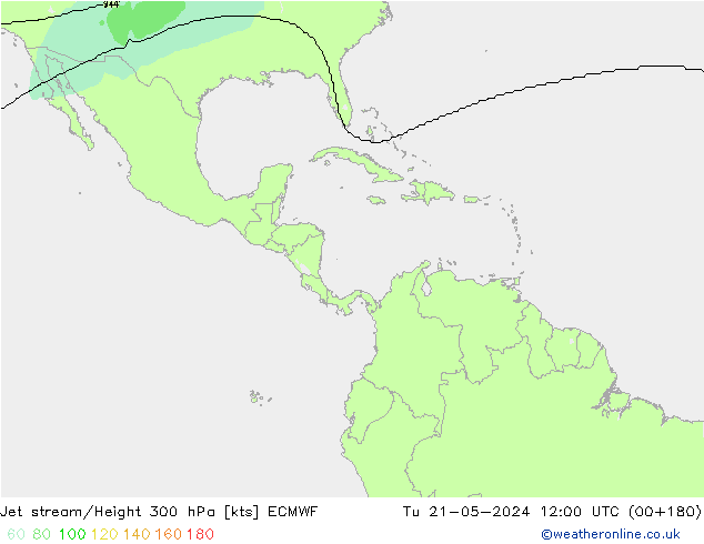 Jet stream/Height 300 hPa ECMWF Tu 21.05.2024 12 UTC