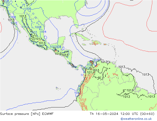 Surface pressure ECMWF Th 16.05.2024 12 UTC
