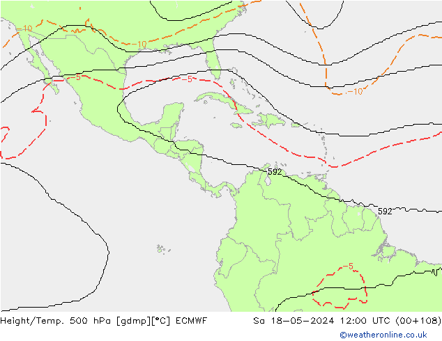Height/Temp. 500 hPa ECMWF Sáb 18.05.2024 12 UTC
