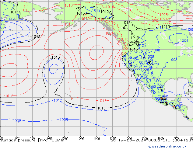 pressão do solo ECMWF Dom 19.05.2024 00 UTC