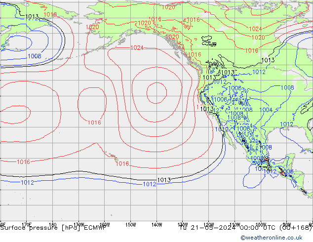 Atmosférický tlak ECMWF Út 21.05.2024 00 UTC