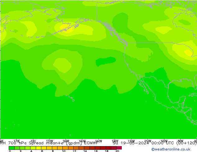 Humidité rel. 700 hPa Spread ECMWF dim 19.05.2024 00 UTC