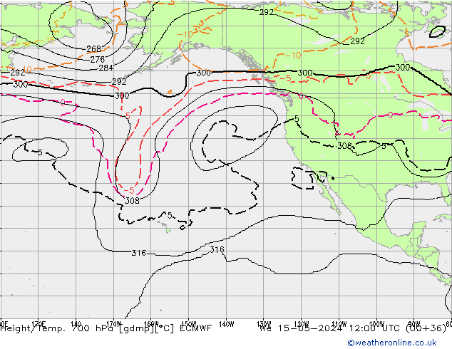 Yükseklik/Sıc. 700 hPa ECMWF Çar 15.05.2024 12 UTC