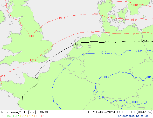 Jet stream ECMWF Ter 21.05.2024 06 UTC