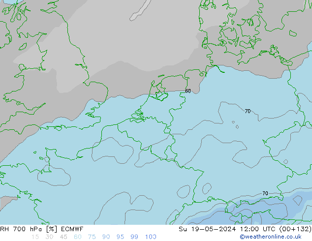 RH 700 гПа ECMWF Вс 19.05.2024 12 UTC