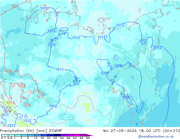 Yağış (6h) ECMWF Pzt 27.05.2024 00 UTC