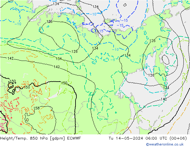 Yükseklik/Sıc. 850 hPa ECMWF Sa 14.05.2024 06 UTC