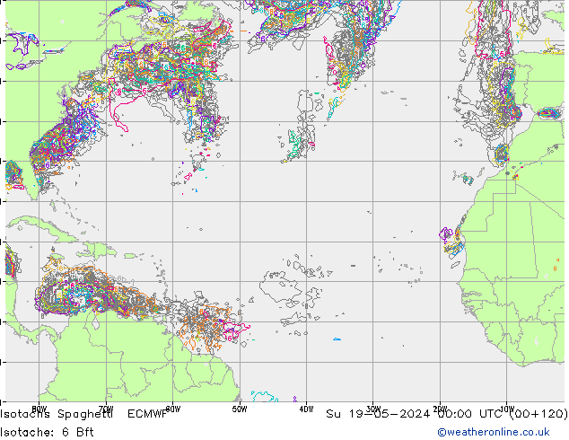 Isotachs Spaghetti ECMWF dim 19.05.2024 00 UTC