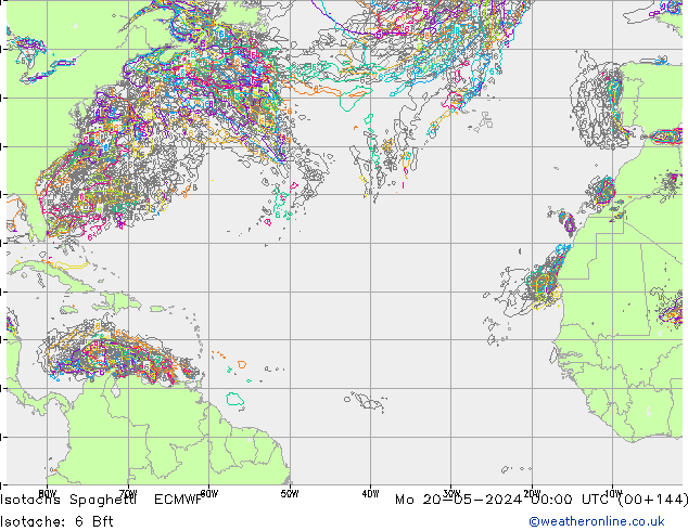 Isotachen Spaghetti ECMWF ma 20.05.2024 00 UTC