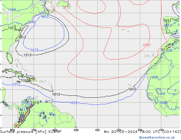 pressão do solo ECMWF Seg 20.05.2024 18 UTC