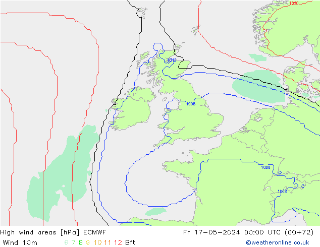 High wind areas ECMWF Fr 17.05.2024 00 UTC