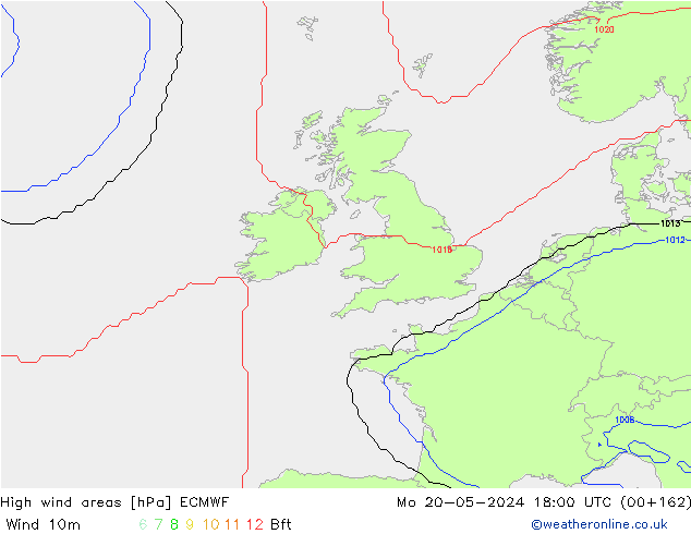 High wind areas ECMWF lun 20.05.2024 18 UTC