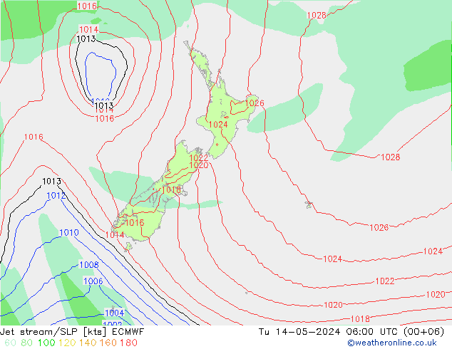 джет/приземное давление ECMWF вт 14.05.2024 06 UTC