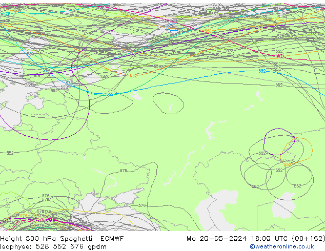 500 hPa Yüksekliği Spaghetti ECMWF Pzt 20.05.2024 18 UTC