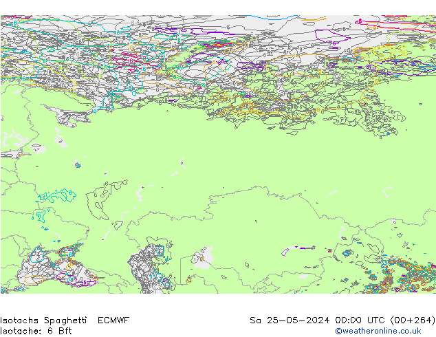 Isotachs Spaghetti ECMWF Sa 25.05.2024 00 UTC