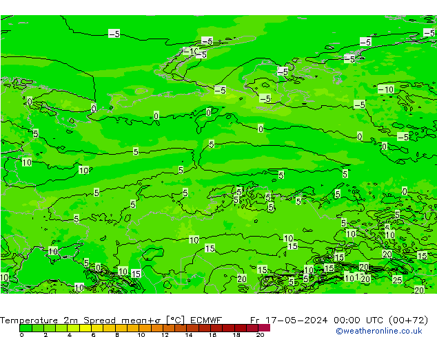 Temperature 2m Spread ECMWF Fr 17.05.2024 00 UTC