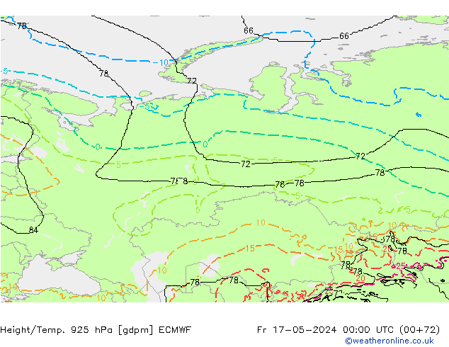 Height/Temp. 925 гПа ECMWF пт 17.05.2024 00 UTC