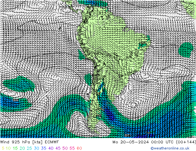 Wind 925 hPa ECMWF Mo 20.05.2024 00 UTC