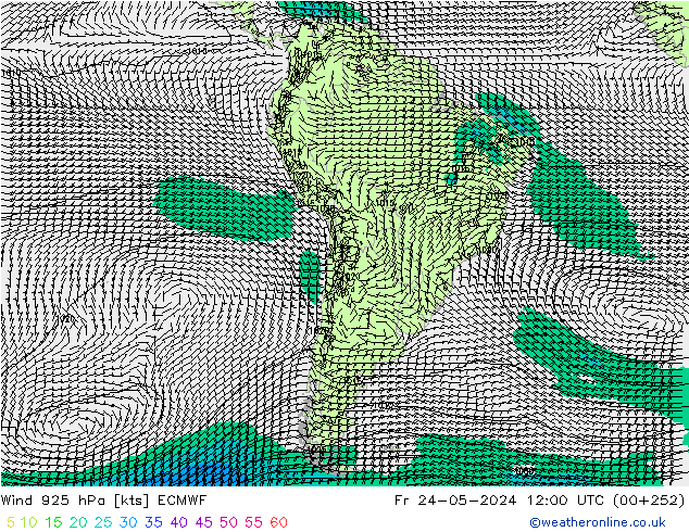 Rüzgar 925 hPa ECMWF Cu 24.05.2024 12 UTC