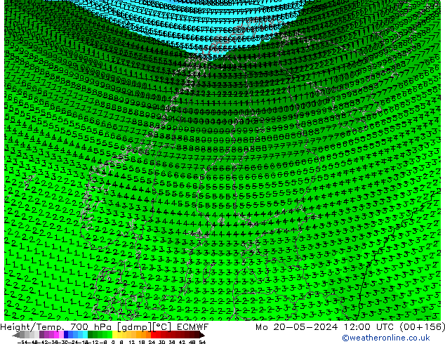 Geop./Temp. 700 hPa ECMWF lun 20.05.2024 12 UTC