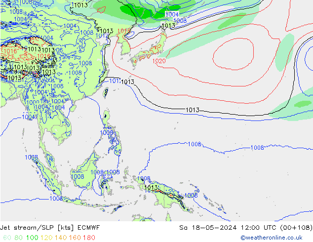 Straalstroom/SLP ECMWF za 18.05.2024 12 UTC