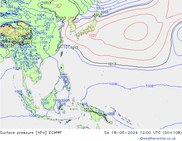 Atmosférický tlak ECMWF So 18.05.2024 12 UTC