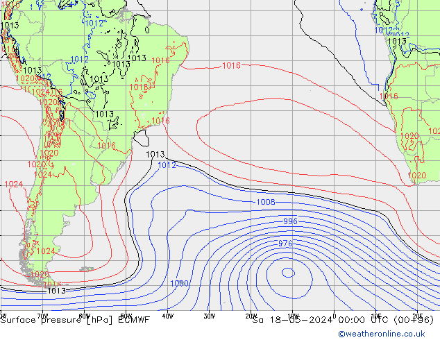 приземное давление ECMWF сб 18.05.2024 00 UTC