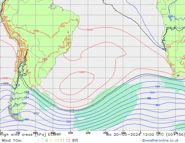 High wind areas ECMWF Mo 20.05.2024 12 UTC