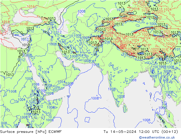 地面气压 ECMWF 星期二 14.05.2024 12 UTC