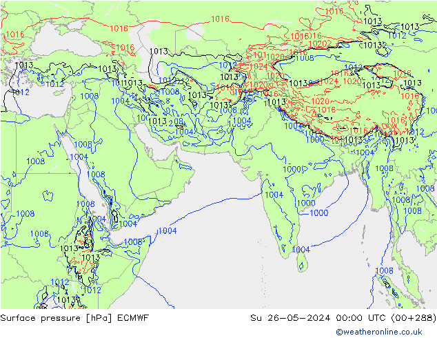 Pressione al suolo ECMWF dom 26.05.2024 00 UTC