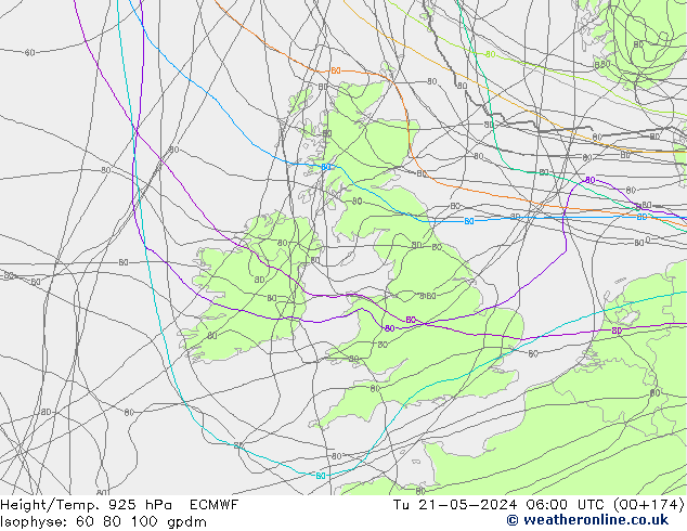 Geop./Temp. 925 hPa ECMWF mar 21.05.2024 06 UTC
