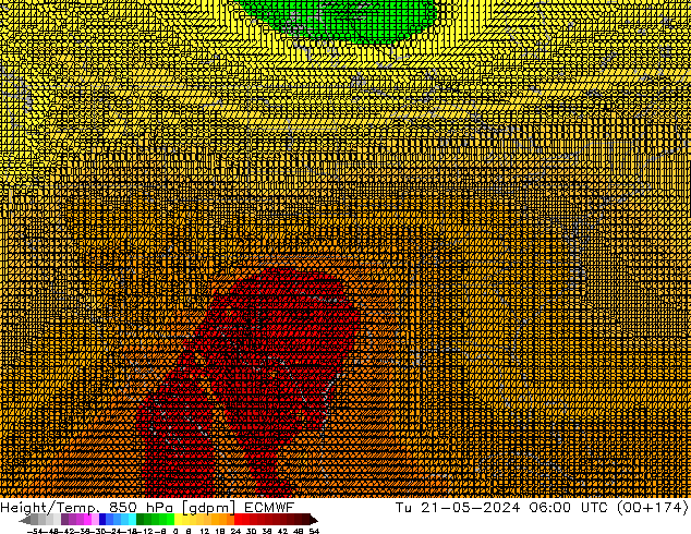Height/Temp. 850 hPa ECMWF Út 21.05.2024 06 UTC