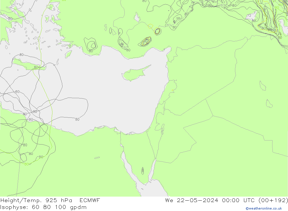 Yükseklik/Sıc. 925 hPa ECMWF Çar 22.05.2024 00 UTC