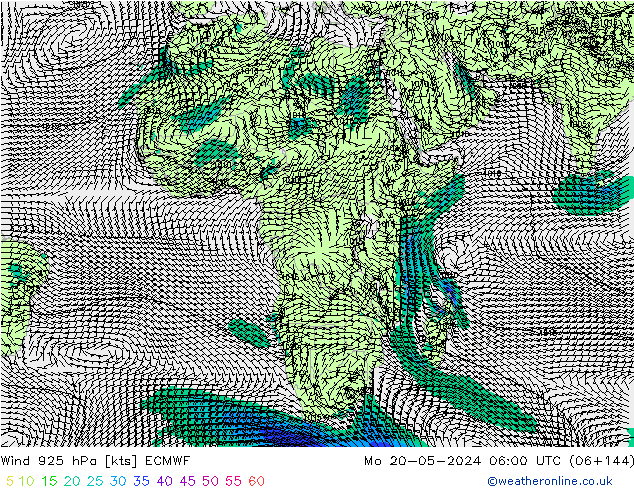 Wind 925 hPa ECMWF Mo 20.05.2024 06 UTC
