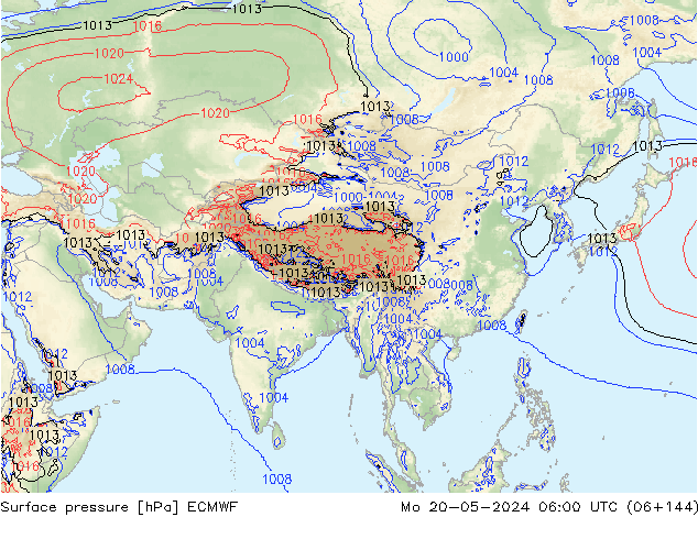 pressão do solo ECMWF Seg 20.05.2024 06 UTC