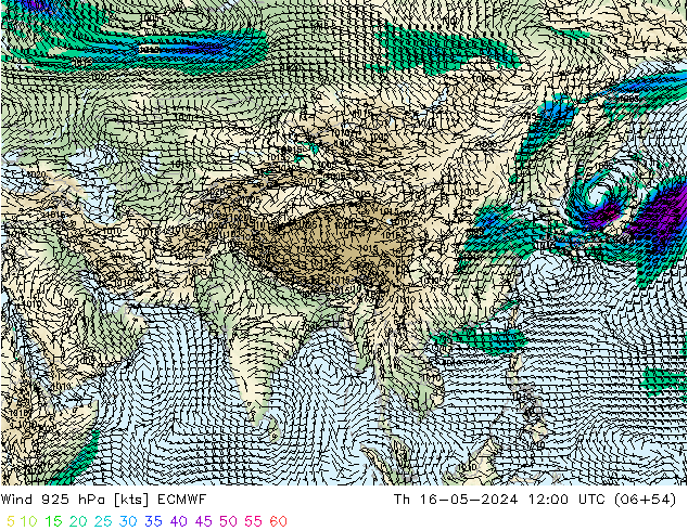 Wind 925 hPa ECMWF Th 16.05.2024 12 UTC