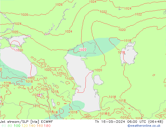 Jet Akımları/SLP ECMWF Per 16.05.2024 06 UTC