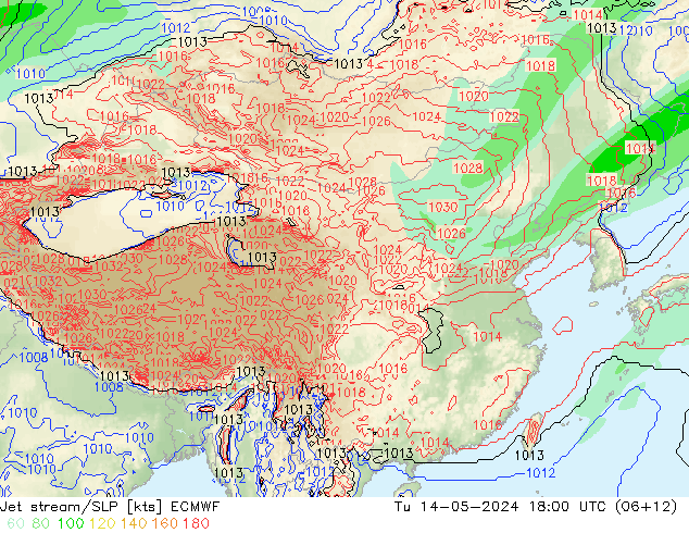 高速氣流/地面气压 ECMWF 星期二 14.05.2024 18 UTC