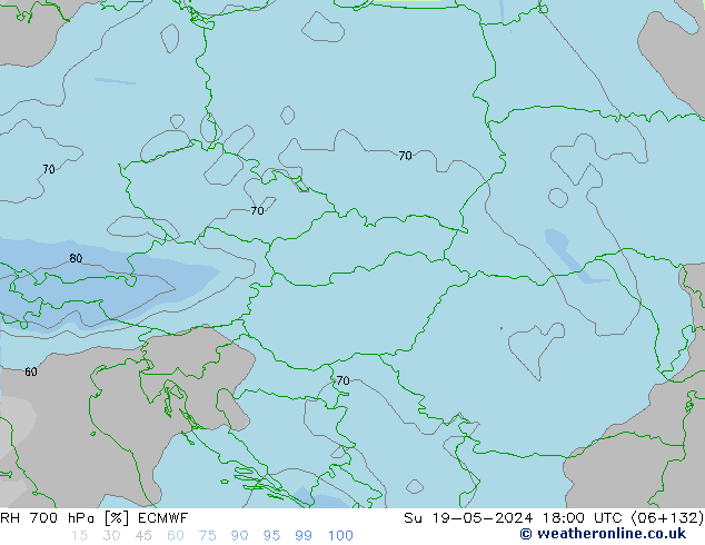 RH 700 hPa ECMWF Su 19.05.2024 18 UTC