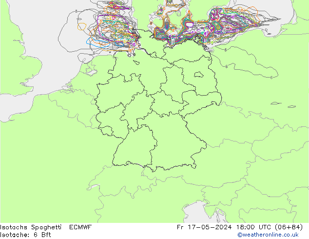 Isotachen Spaghetti ECMWF Fr 17.05.2024 18 UTC